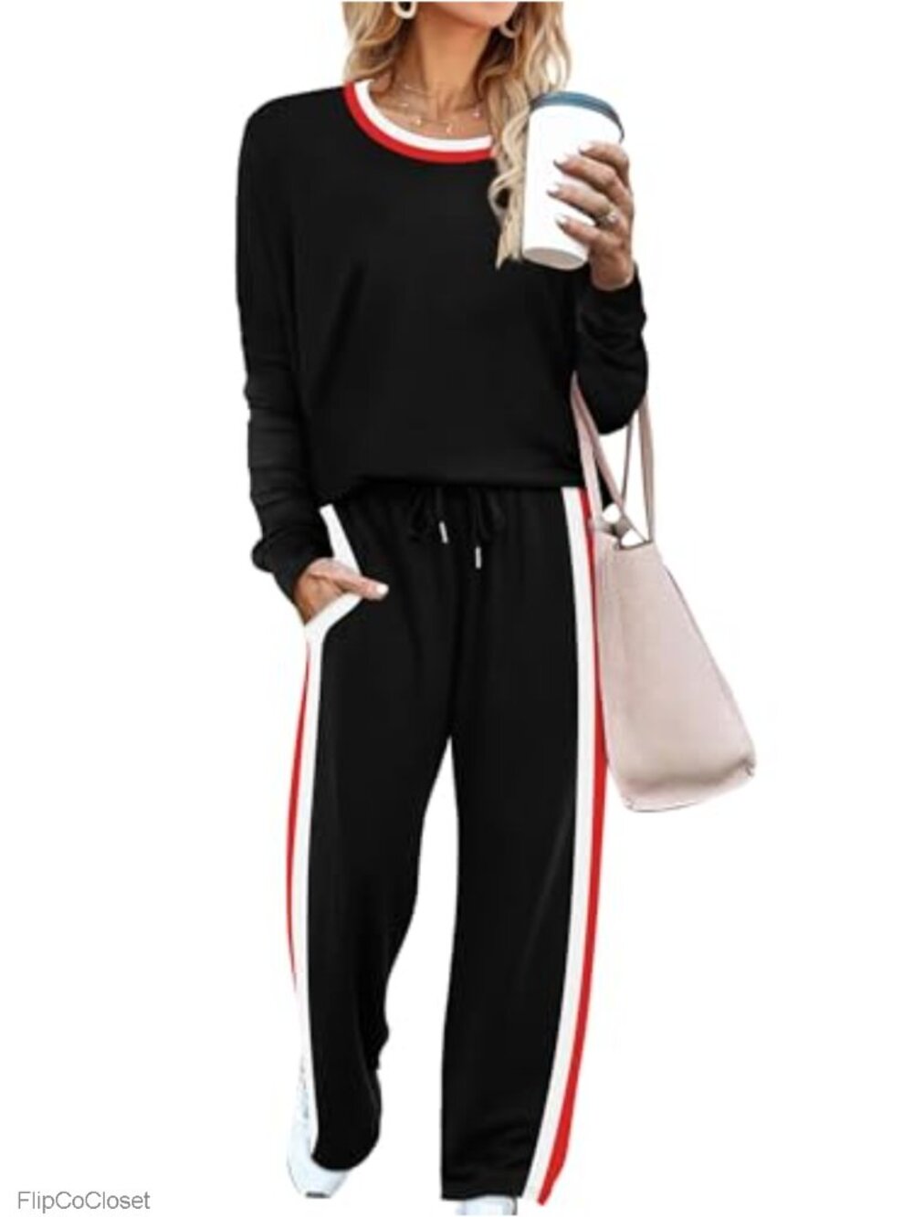 WIHOLL Women's 2 Piece Lounge Set - Long Sleeve Sweatsuit with Pants